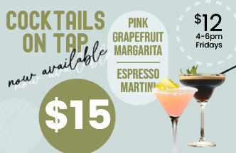 COCKTAILS ON TAP | Happy Hour Drinks & Specials