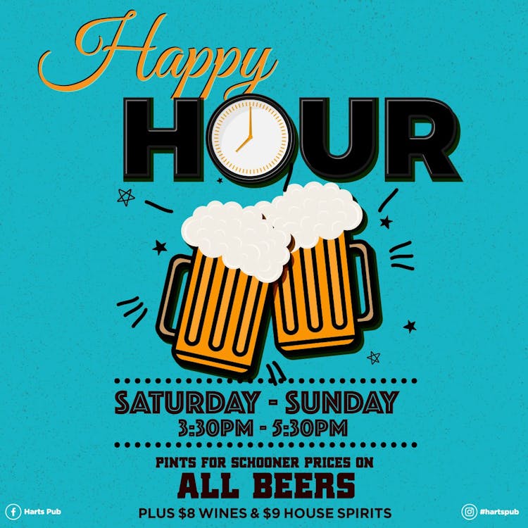 Happy Hour Weekend @HartsPub | Happy Hour Drinks & Specials