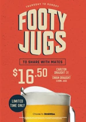 Footy Jugs | Happy Hour Drinks & Specials