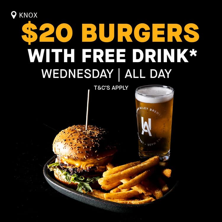 $20 Burgers with FREE DRINK | Happy Hour Drinks & Specials