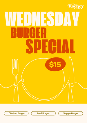 $15 BURGER | Happy Hour Drinks & Specials