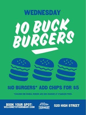10 Buck Burgers | Happy Hour Drinks & Specials