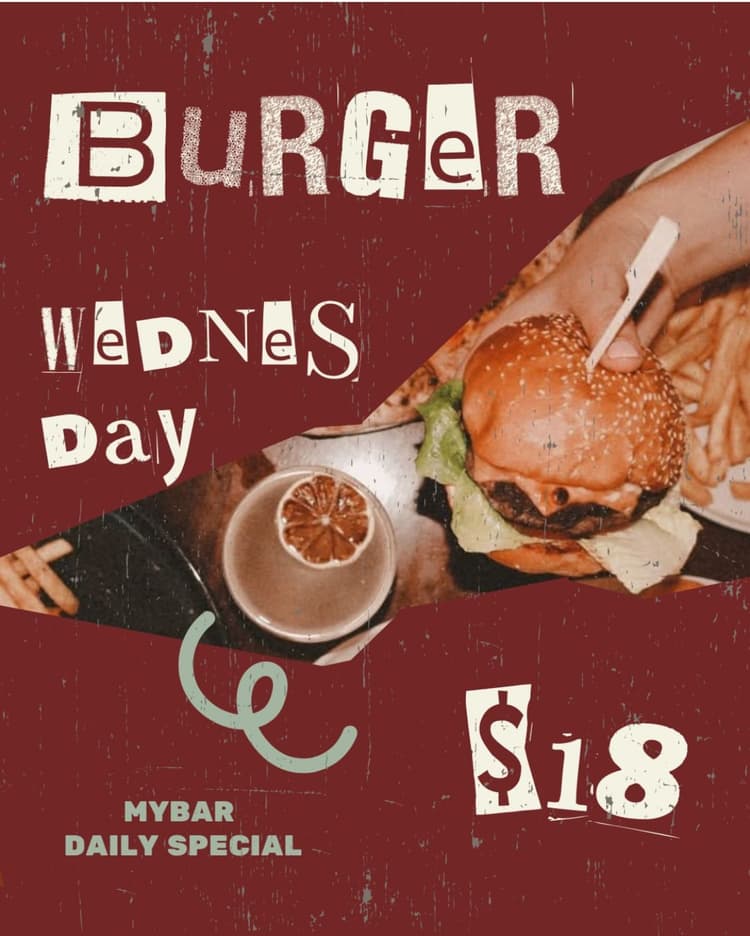 $18 Burgers | Happy Hour Drinks & Specials