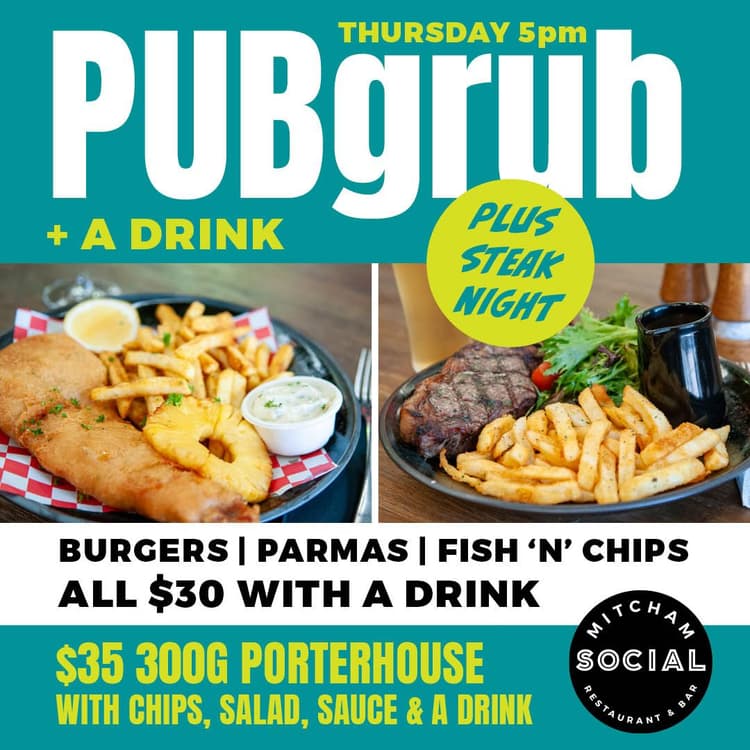$30 PUB GRUB with drink | Happy Hour Drinks & Specials