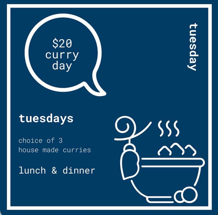 $20 Curry Tuesdays | Happy Hour Drinks & Specials
