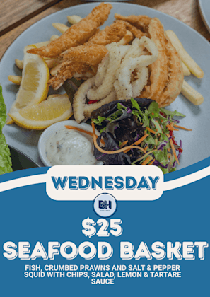 Seafood Basket | Happy Hour Drinks & Specials