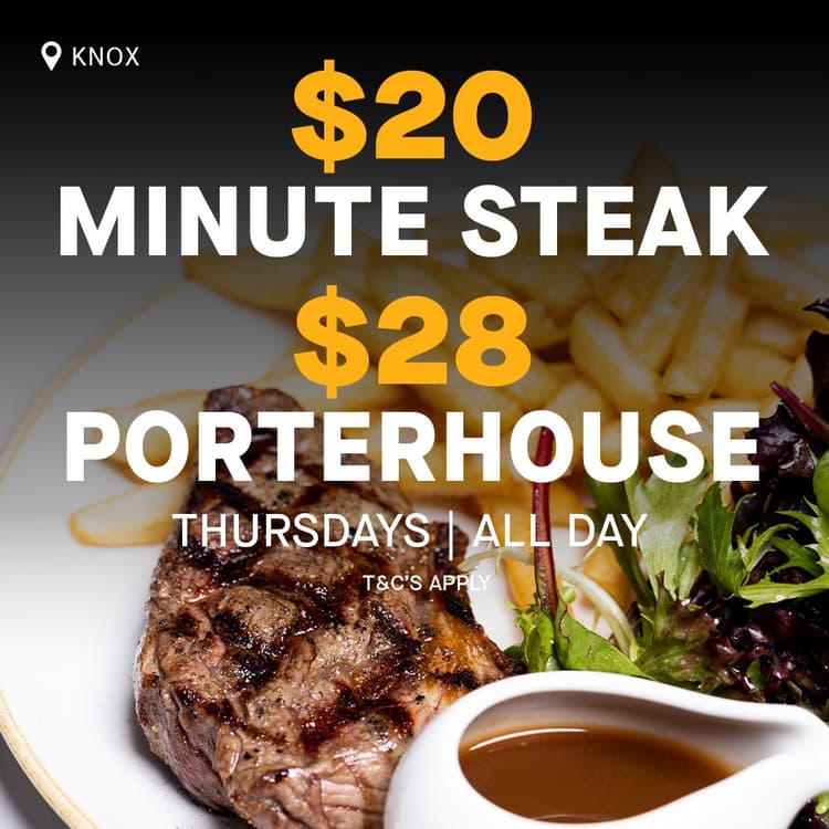 $20 Minute Steak & $28 Porterhouse | Happy Hour Drinks & Specials
