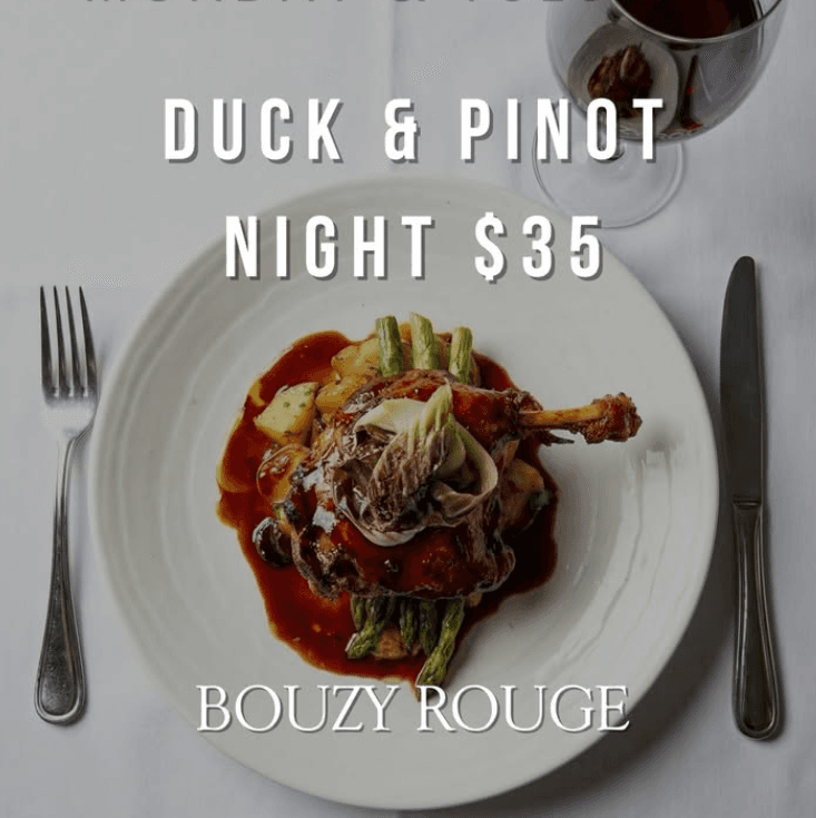 $35 Duck and Pinot | Happy Hour Drinks & Specials