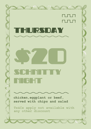 $20 Schnitzels Thursdays | Happy Hour Drinks & Specials