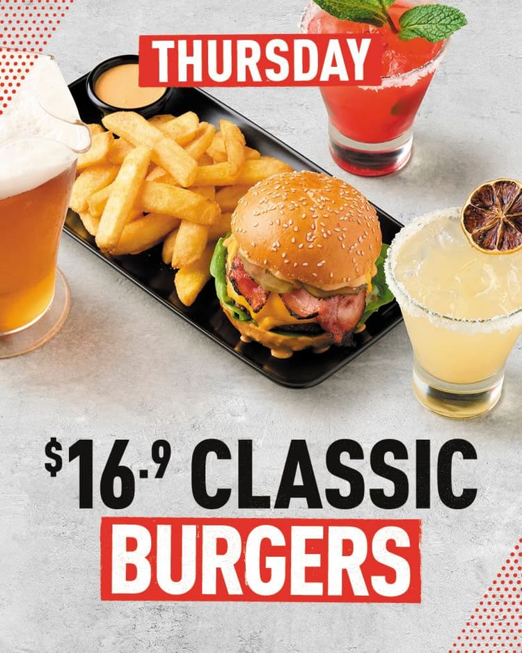Classic Burgers | Happy Hour Drinks & Specials