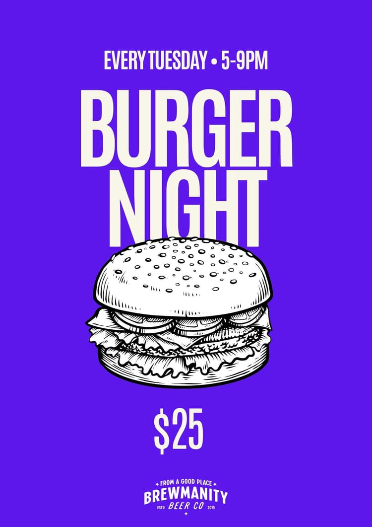 Tuesday Burger Night | Happy Hour Drinks & Specials