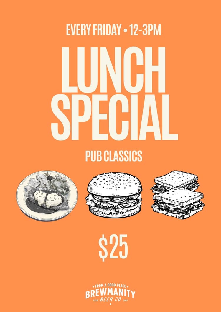 Friday Lunch Pub Classics | Happy Hour Drinks & Specials