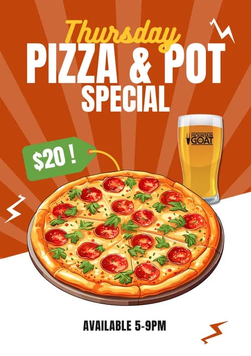 Thursday Pizza & Pot Special | Happy Hour Drinks & Specials