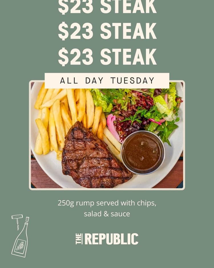 Tuesday Steak special | Happy Hour Drinks & Specials