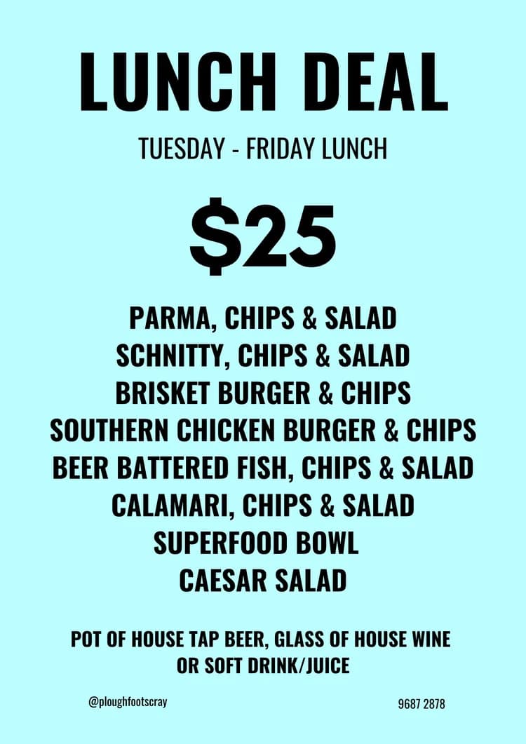 Lunch Deals | Happy Hour Drinks & Specials