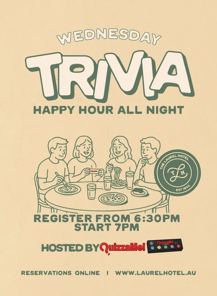 Wednesday Trivia at The Laurel | Happy Hour Drinks & Specials