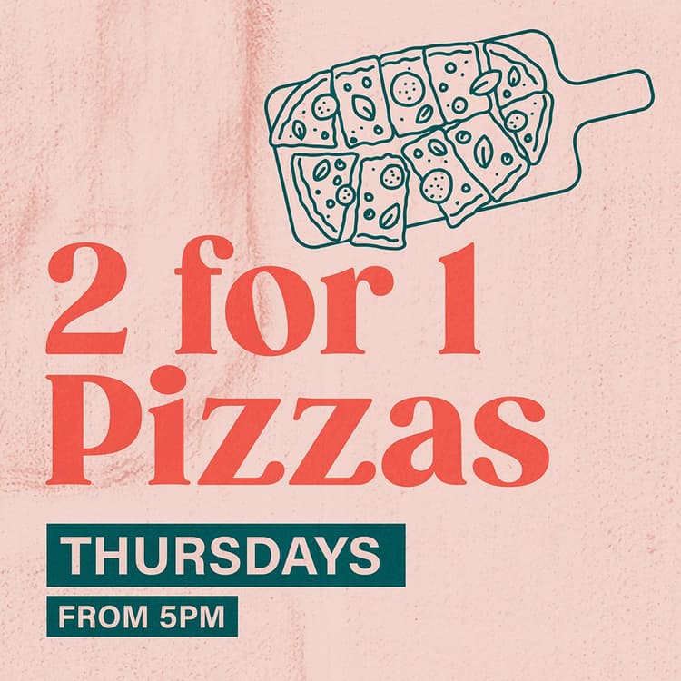 2-4-1 Pizza Thursday | Happy Hour Drinks & Specials
