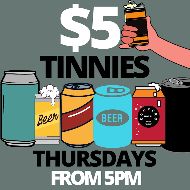 $5 Tinnies | Happy Hour Drinks & Specials