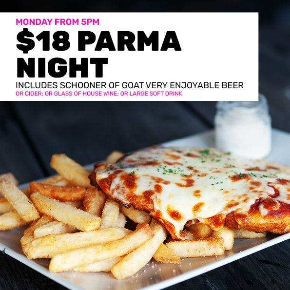 $18 Parma Night | Happy Hour Drinks & Specials