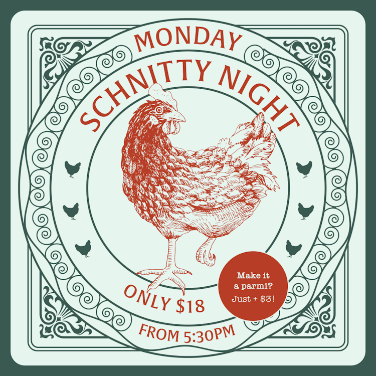 $18 Schnitzels | Happy Hour Drinks & Specials