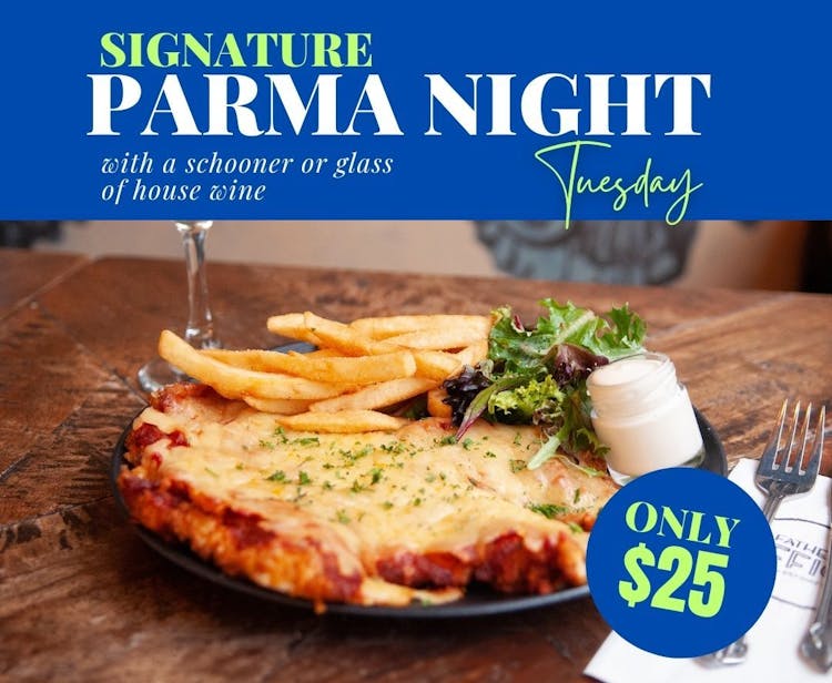 $25 Parma Night - TUESDAY | Happy Hour Drinks & Specials