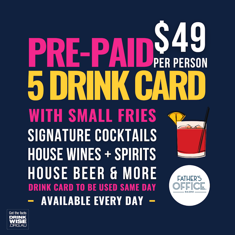 Pre-paid 5 Drink Card | Happy Hour Drinks & Specials