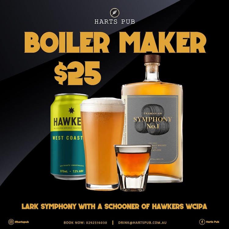 Boilermaker @ Hart's Pub | Happy Hour Drinks & Specials