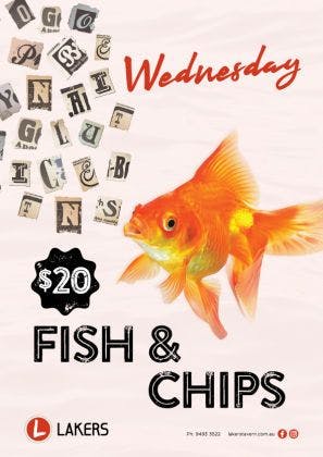 $20 Fish and chips | Happy Hour Drinks & Specials