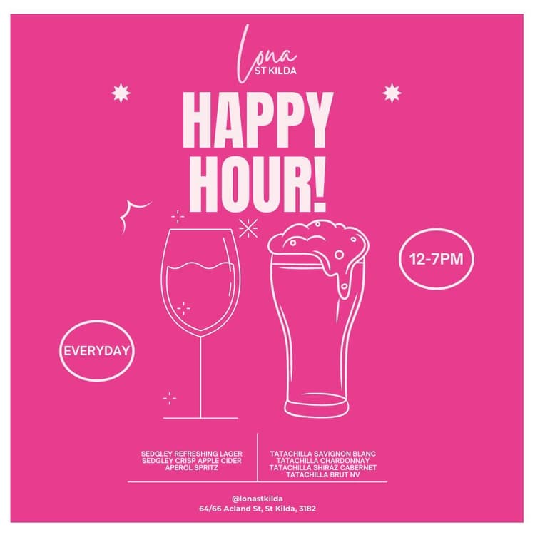 Happy Hour 12-7pm DAILY! | Happy Hour Drinks & Specials