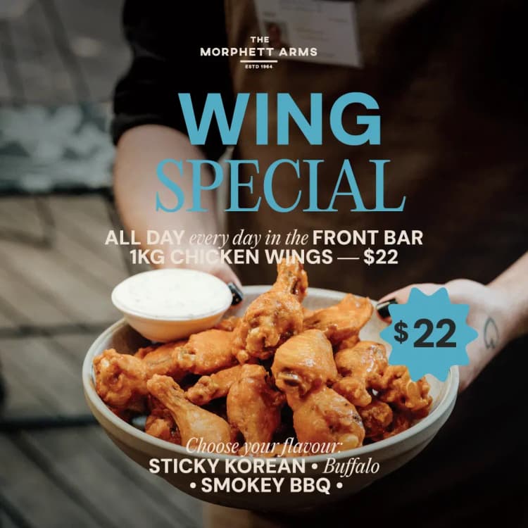 $22 1kg Wings | Happy Hour Drinks & Specials