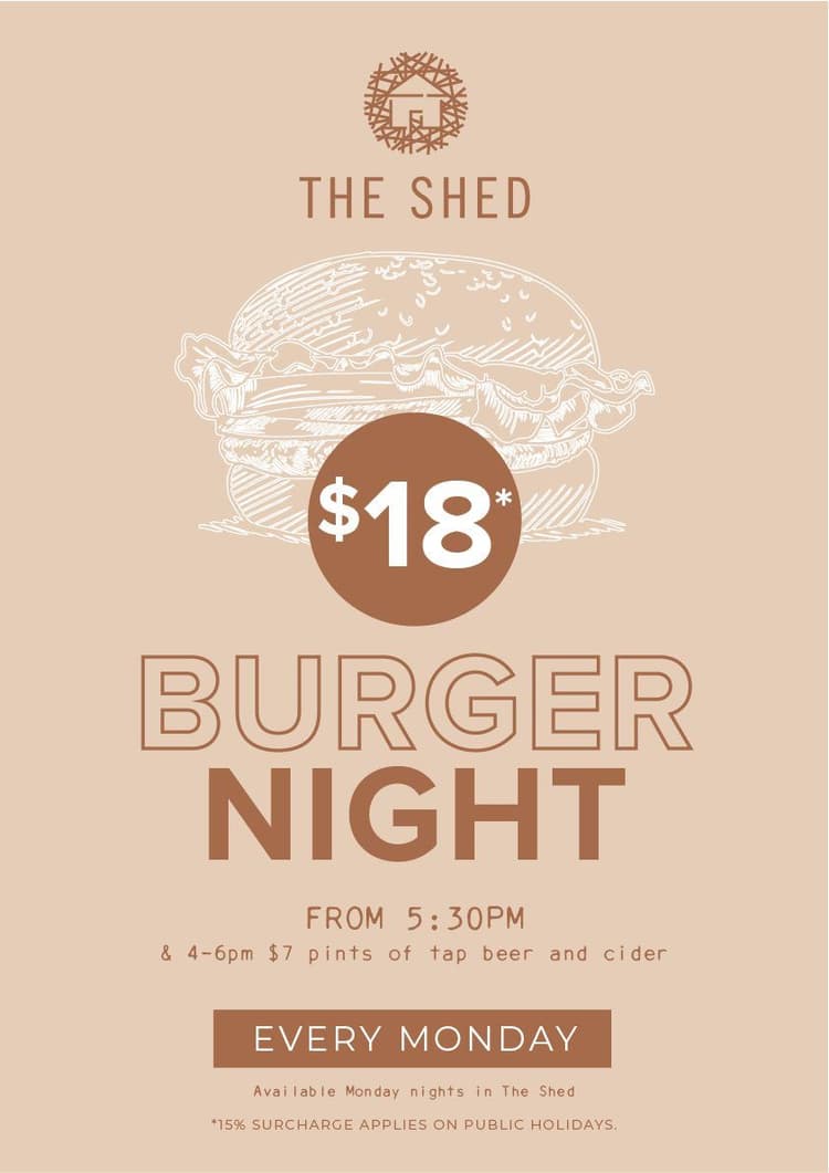$18 Burgers in The Shed | Happy Hour Drinks & Specials