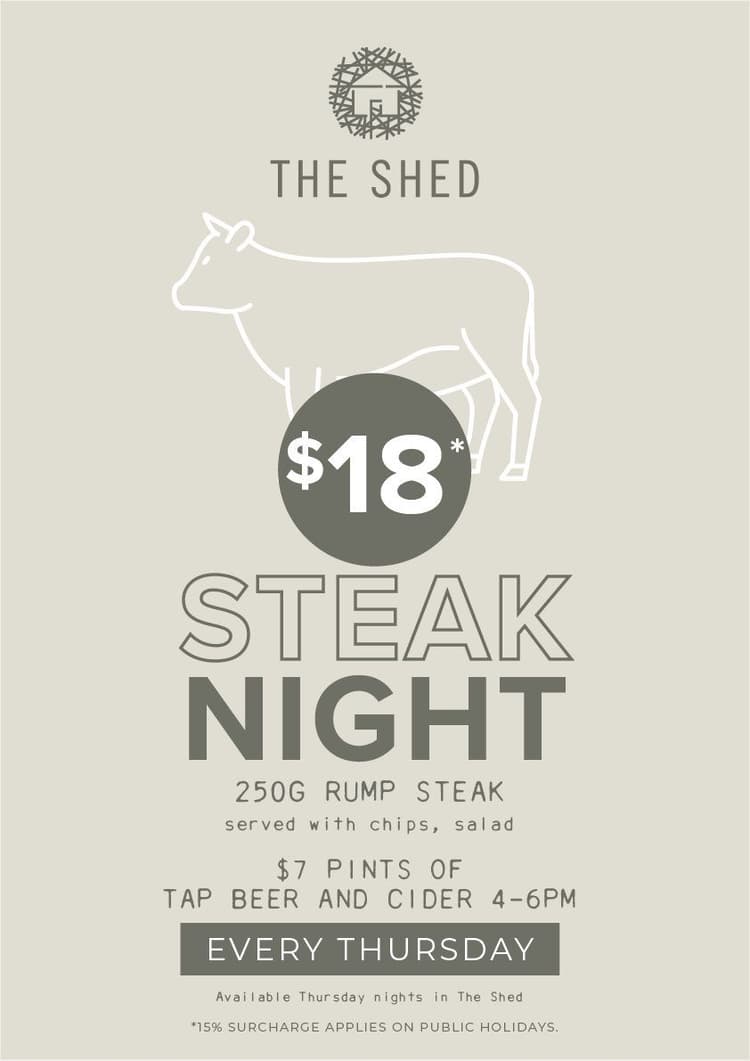 $18 Steaks in The Shed | Happy Hour Drinks & Specials