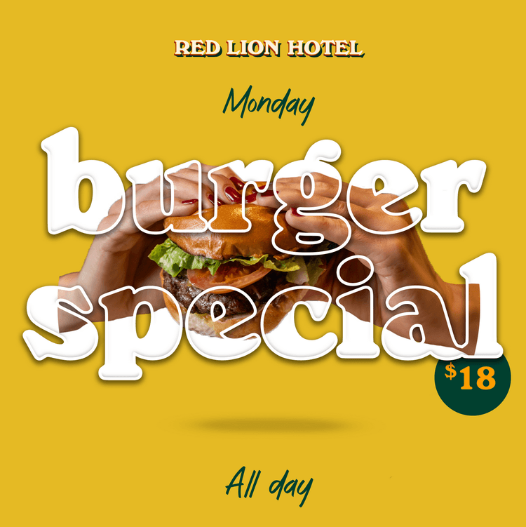 Monday $18 Burgers | Happy Hour Drinks & Specials
