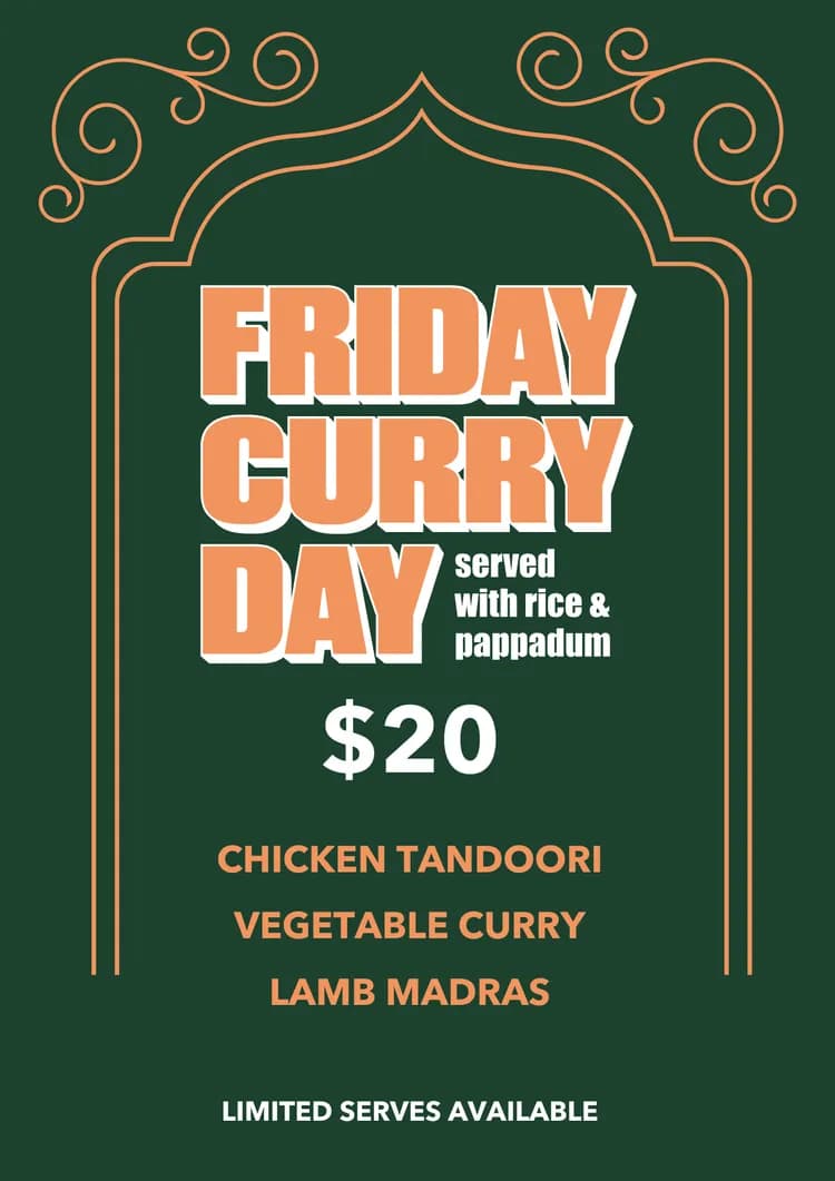 $20 Curry Friday | Happy Hour Drinks & Specials