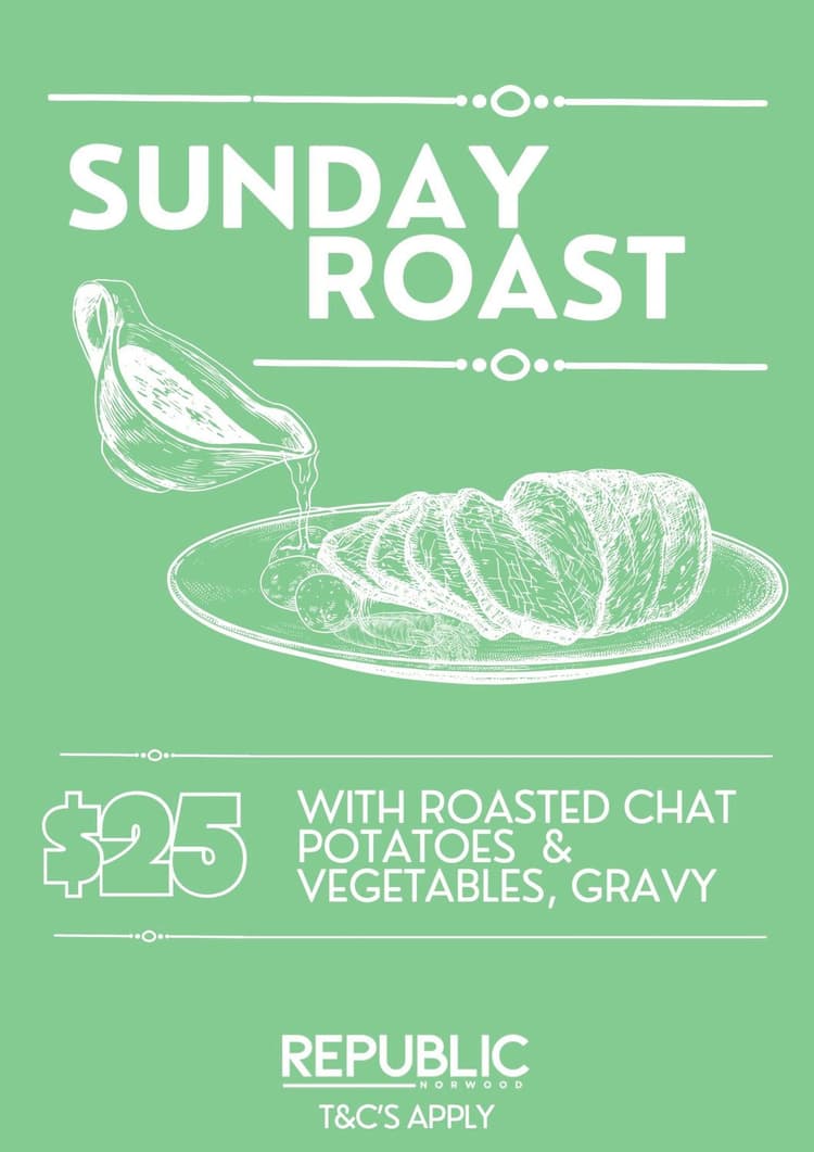 $25 Sunday Roast | Happy Hour Drinks & Specials