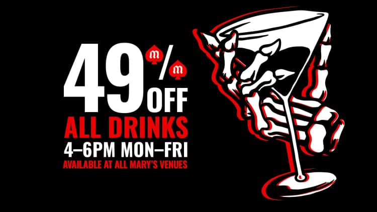 49% off all Drinks | Happy Hour Drinks & Specials