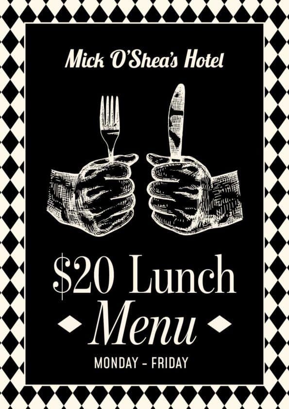 $20 Lunch Menu | Happy Hour Drinks & Specials