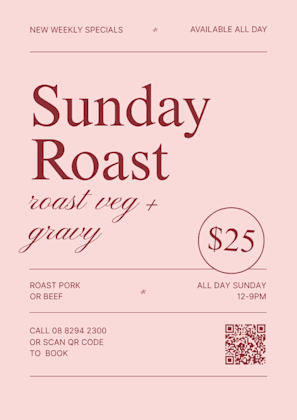 $25 Sunday Roast | Happy Hour Drinks & Specials