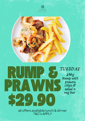 Steak and Prawns | Happy Hour Drinks & Specials