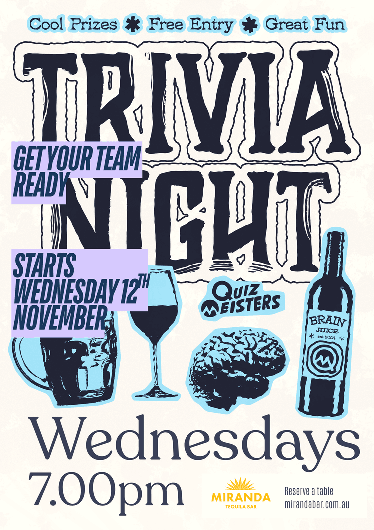 🧠 TRIVIA WEDNESDAYS AT MIRANDA TEQUILA BAR 🍹 | Happy Hour Drinks & Specials