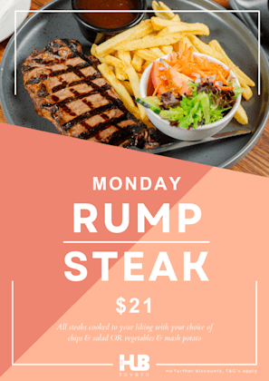 Rump Steak Mondays | Happy Hour Drinks & Specials