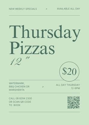 $20 Pizzas Thursdays | Happy Hour Drinks & Specials