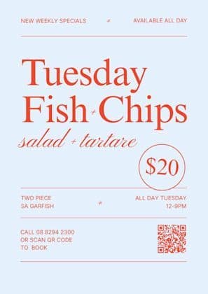 $20 Fish & Chips Tuesdays | Happy Hour Drinks & Specials