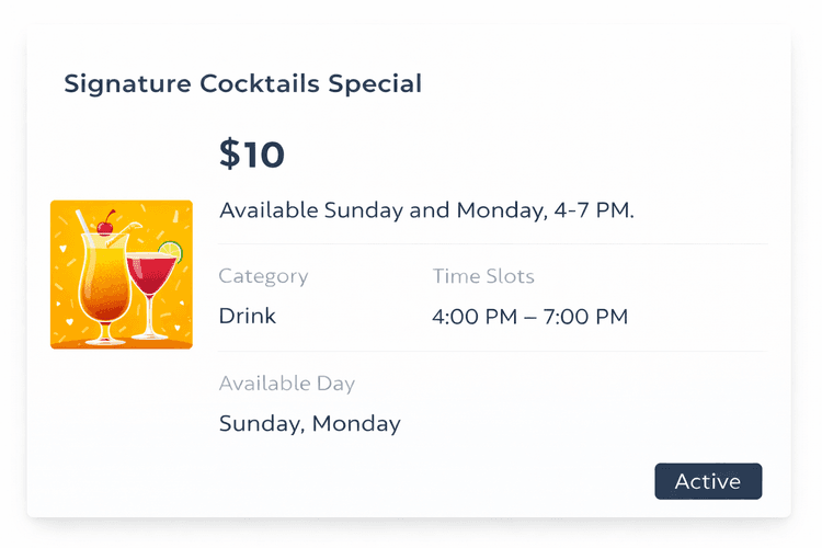 Signature Cocktails Special | Happy Hour Drinks & Specials