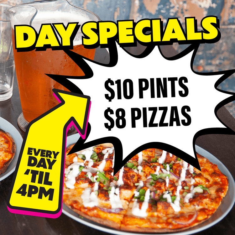 $8 PIZZA & $10 Jugs | Happy Hour Drinks & Specials