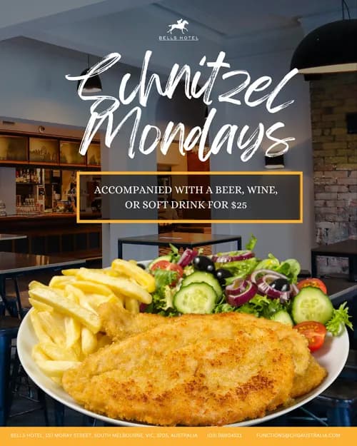 Schnitzel Mondays | Happy Hour Drinks & Specials