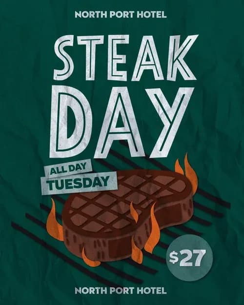 Steak Day | Happy Hour Drinks & Specials