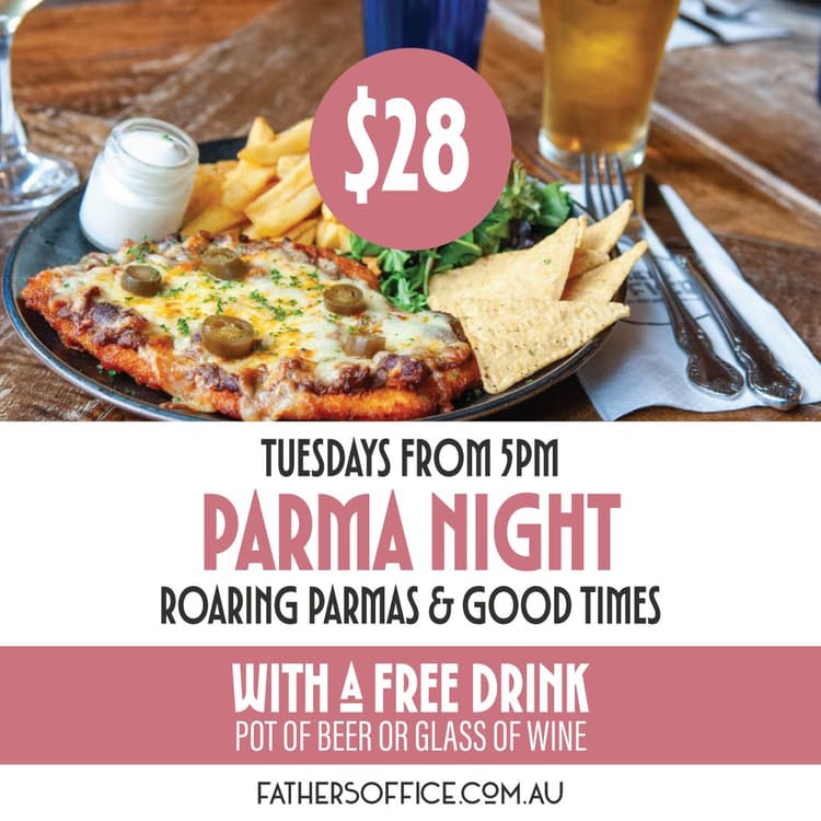 $28 Parma Night - TUESDAY | Happy Hour Drinks & Specials