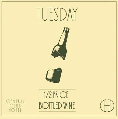 1/2 Price Bottled Wine | Happy Hour Drinks & Specials