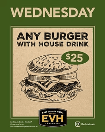 $25 Burger & House Drink | Happy Hour Drinks & Specials